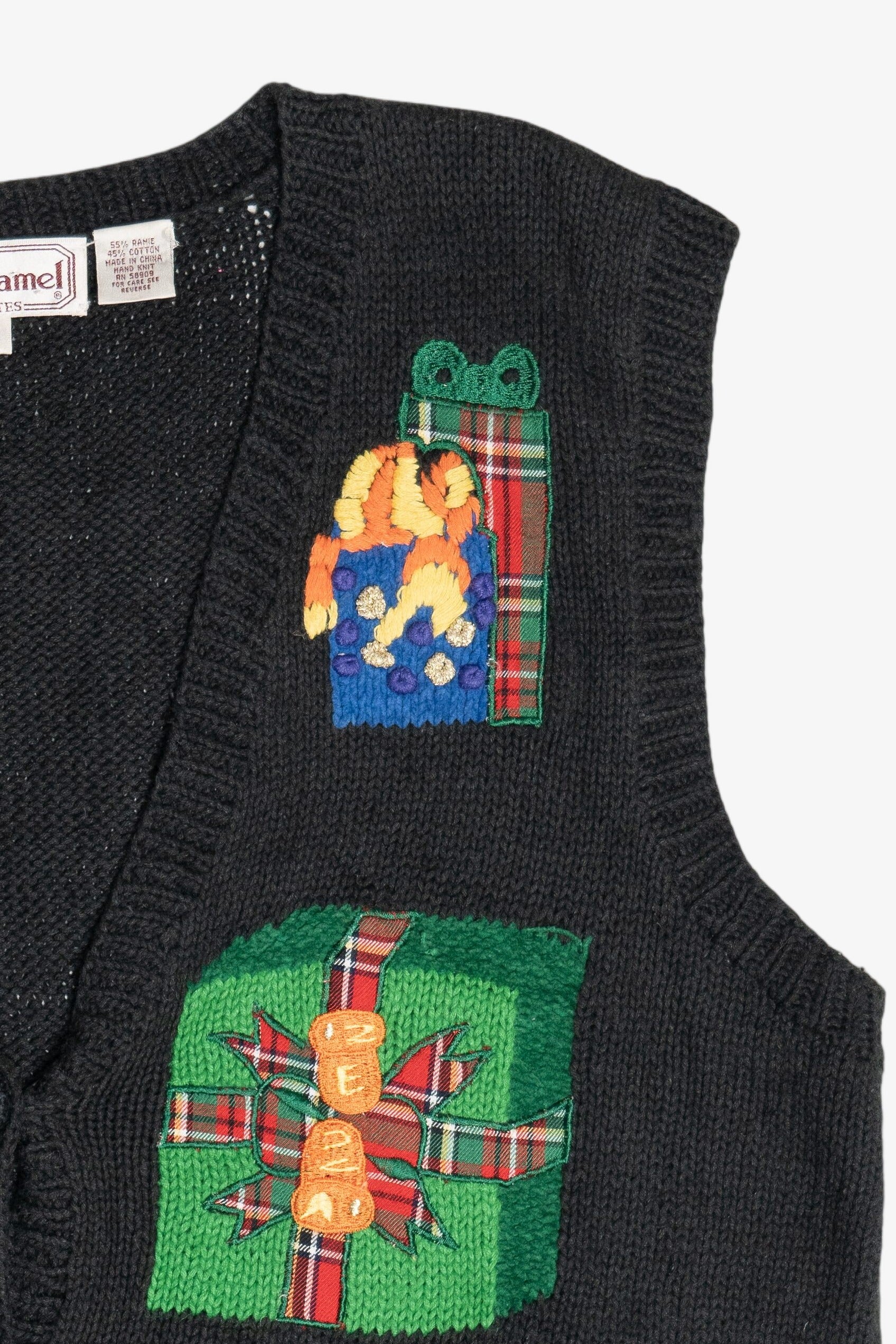 Vintage Hand Knit Presents Ugly Christmas Vest (1980s)