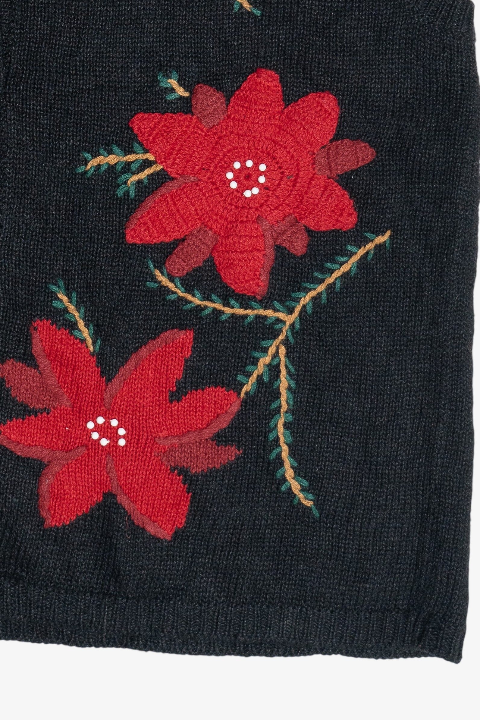 Vintage Cardinals & Poinsettias Ugly Christmas Vest (1990s)