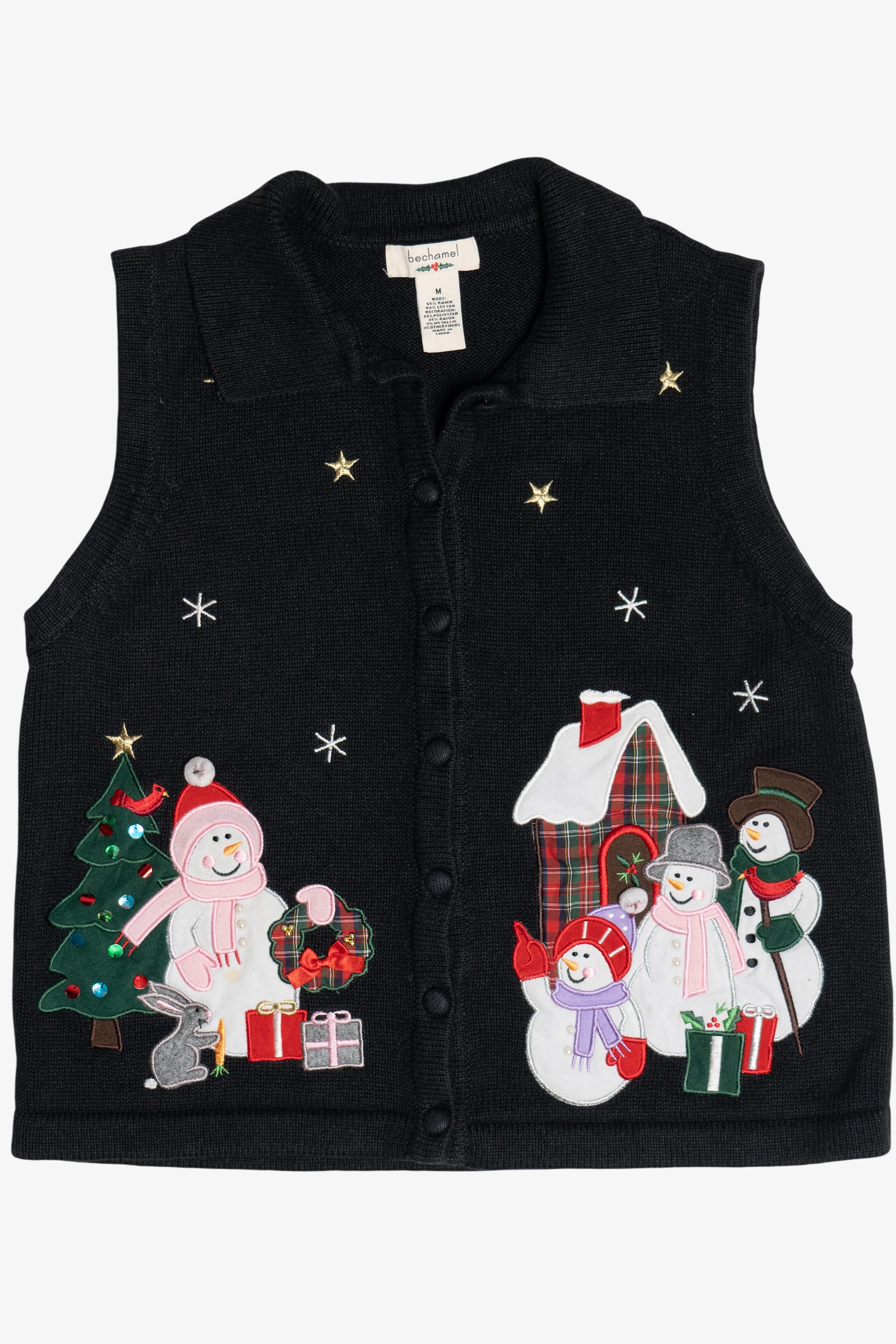 Vintage Bechamel Snowmen Ugly Christmas Vest (1990s)