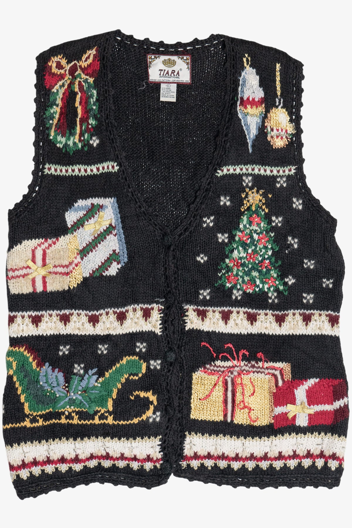 Vintage Tiara International Ugly Christmas Vest (1990s)