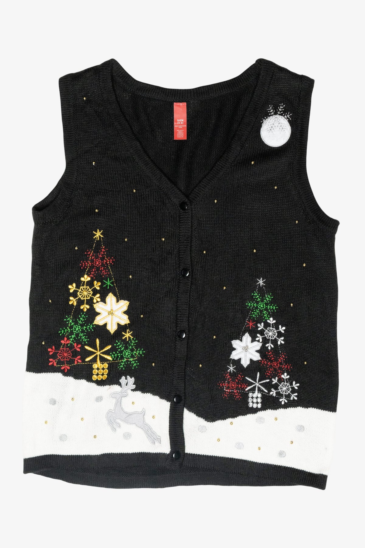 Glitzy Reindeer Vintage Ugly Christmas Sweater Vest (2000s)