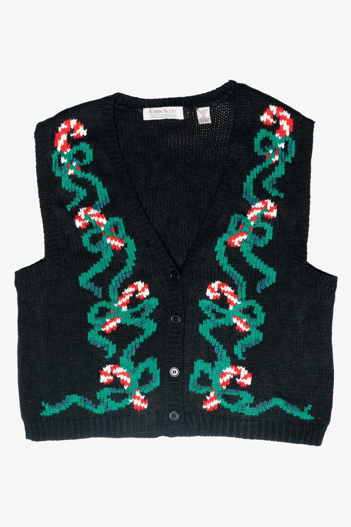 Candy Cane Knit Vintage Ugly Christmas Sweater Vest (1990s)