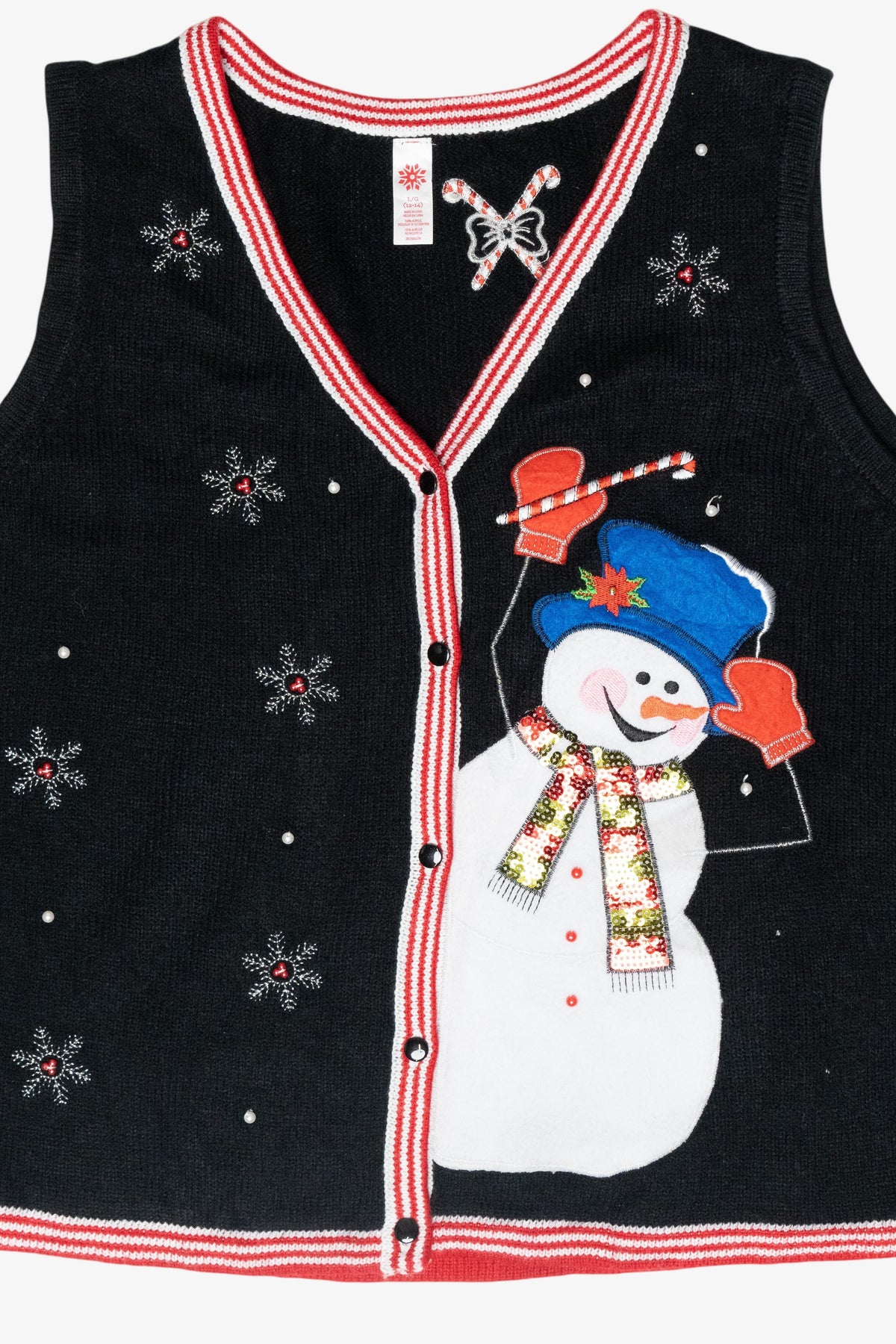 Happy Snowman Vintage Ugly Christmas Sweater Vest (2000s)