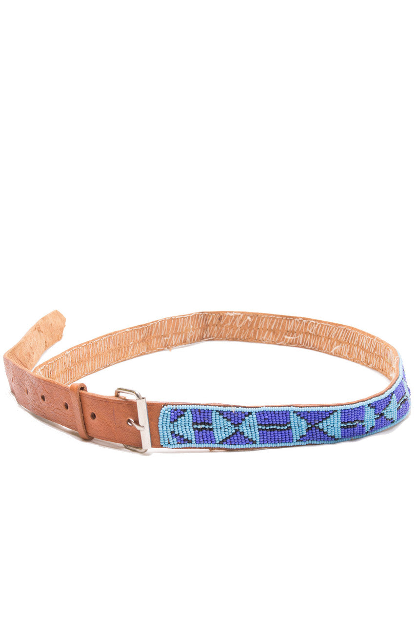 Blue Arrows Leather Belt
