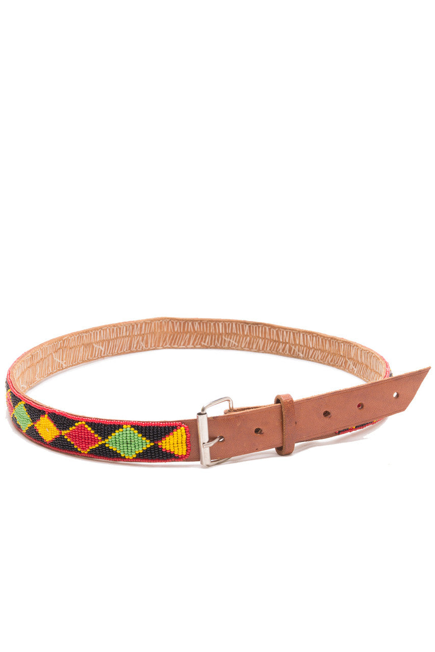 Multicolored Diamond Leather Belt