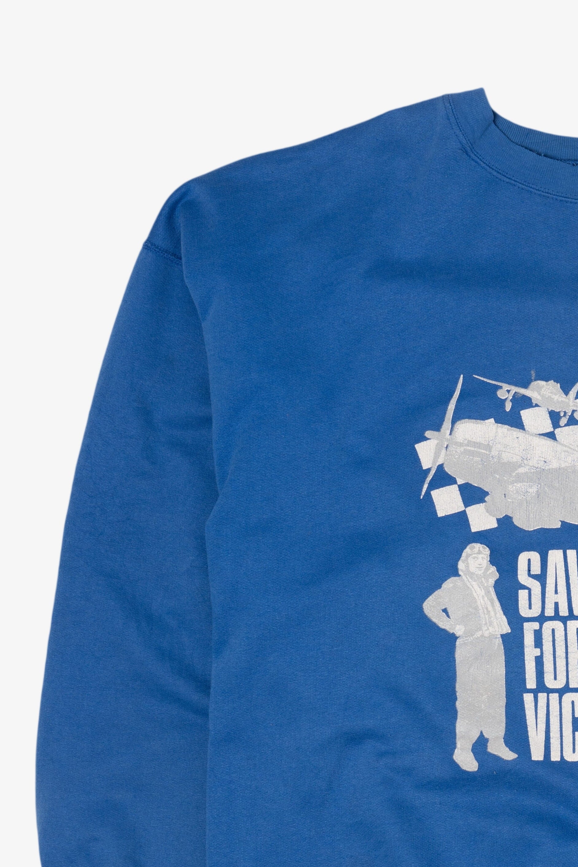 Vintage Blue "Save For Victory" America War Bonds Sweatshirt (1990s)