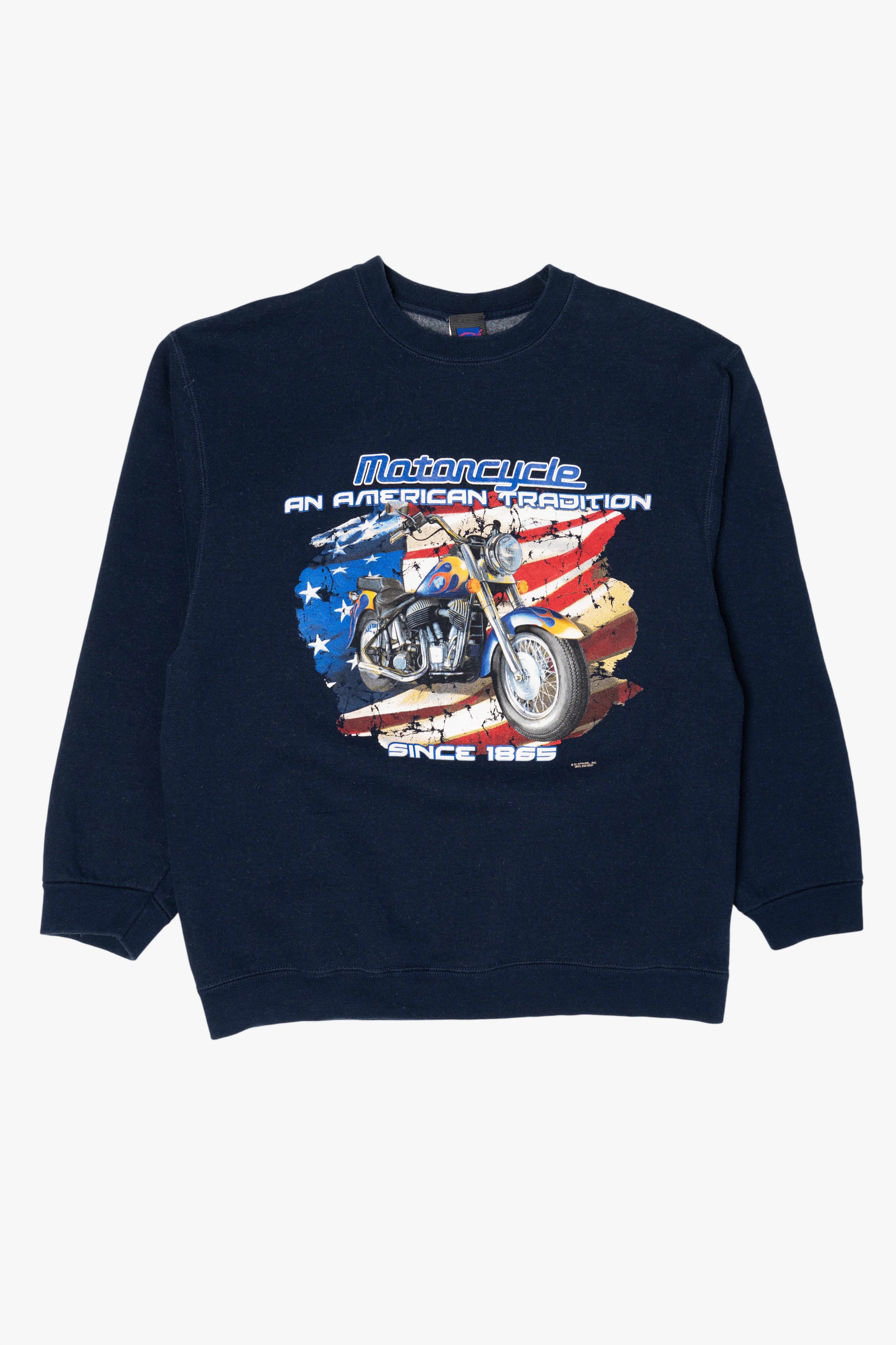 Vintage Navy Blue Motorcycle "An American Tradition" Sweatshirt (1990s)