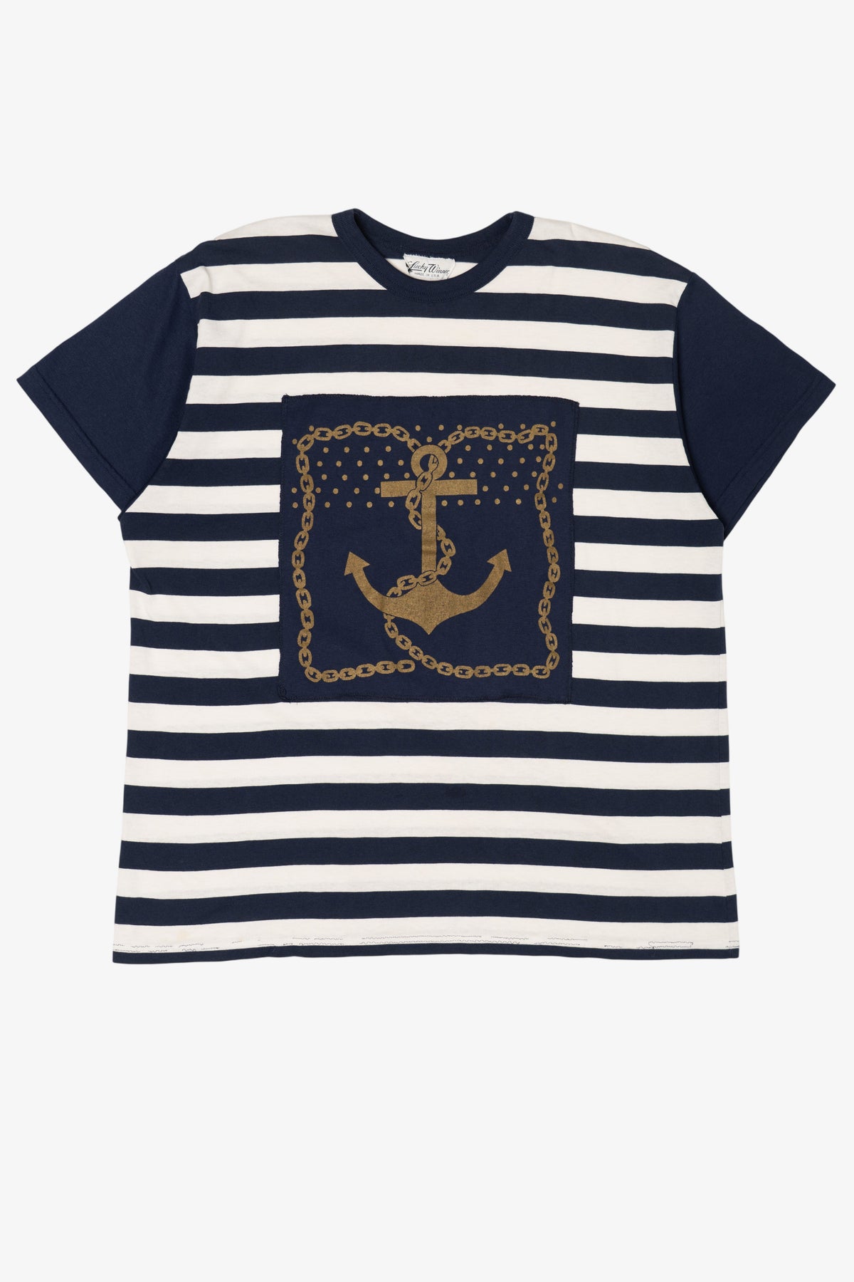 Vintage Striped Navy Blue Nautical T-Shirt (1990s)