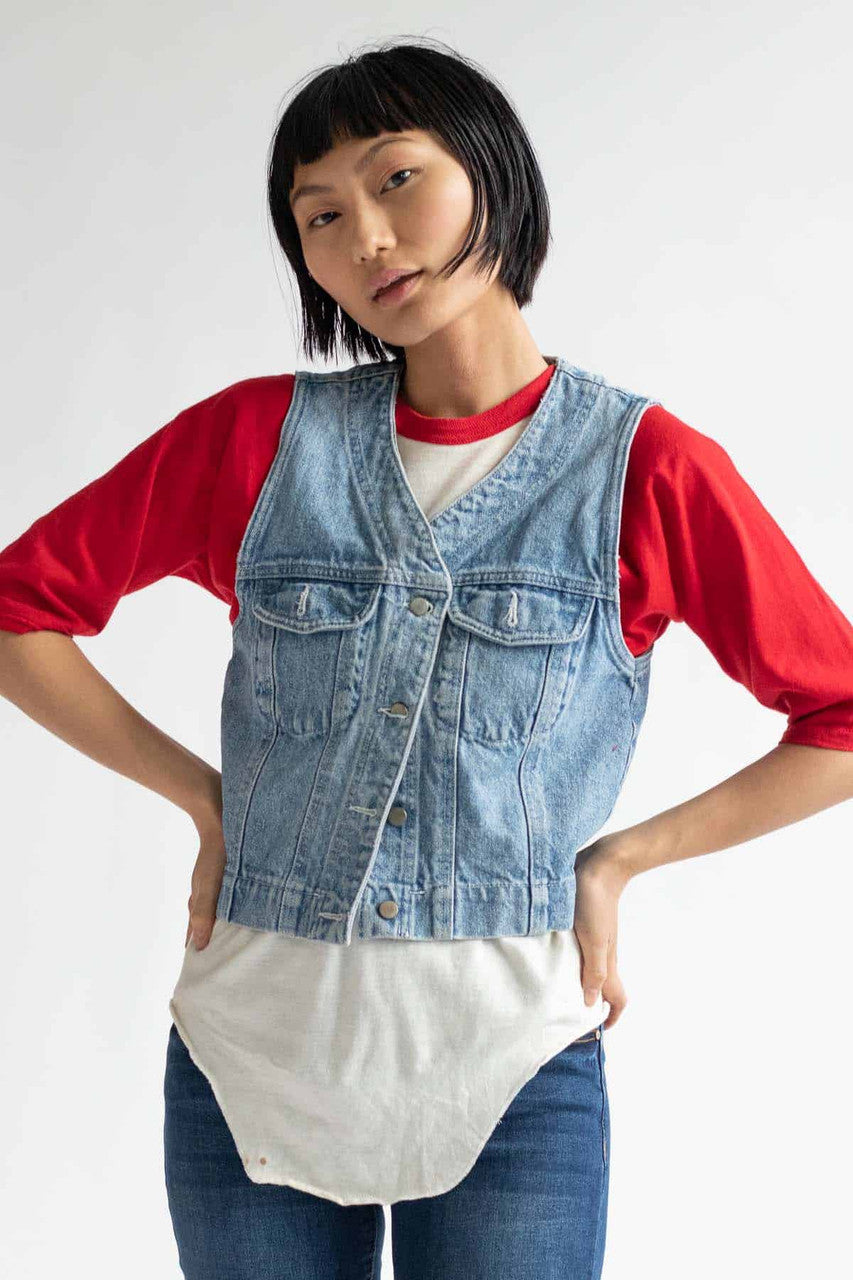 Acid Washed Denim Vest