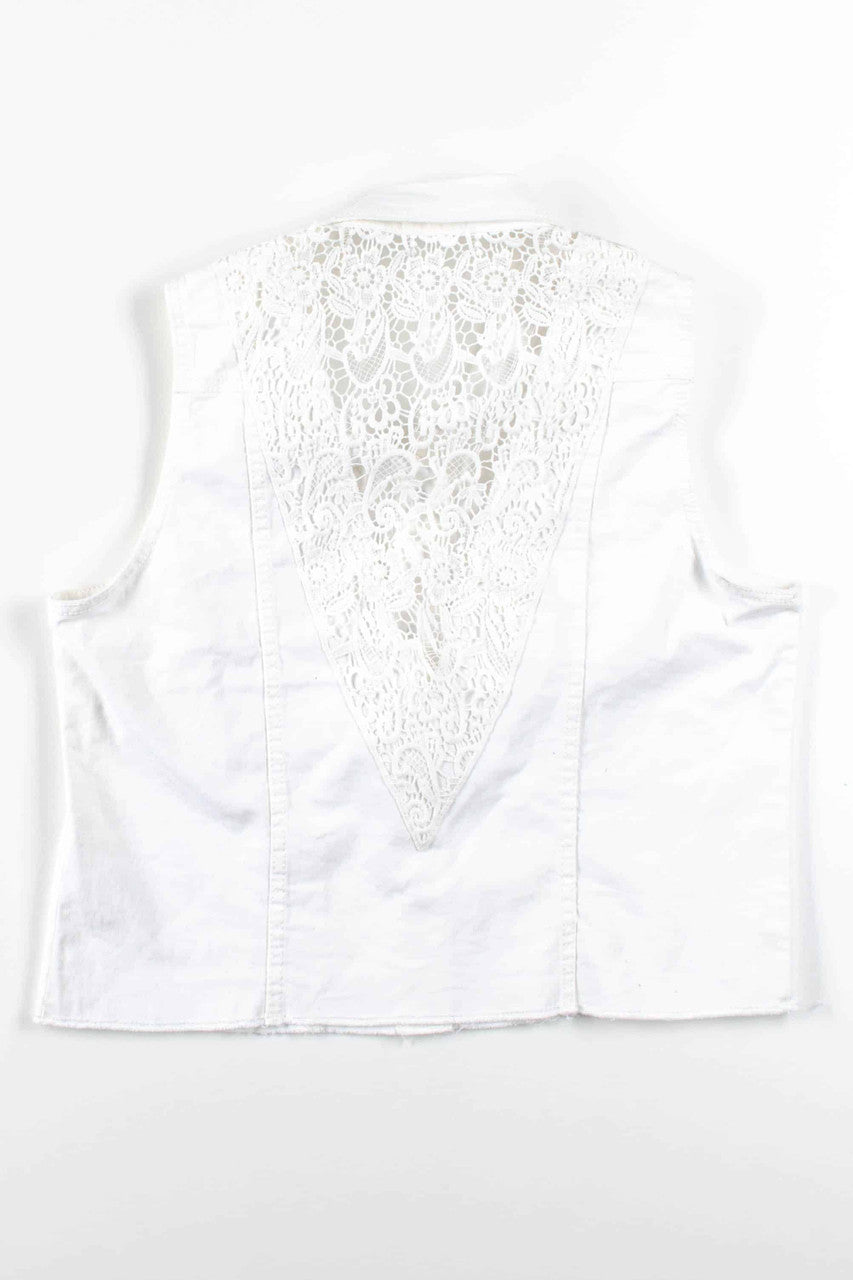 White Lace-Backed Vest