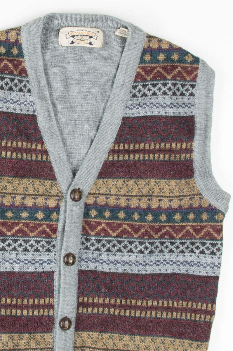 Grey Striped Sweater Vest