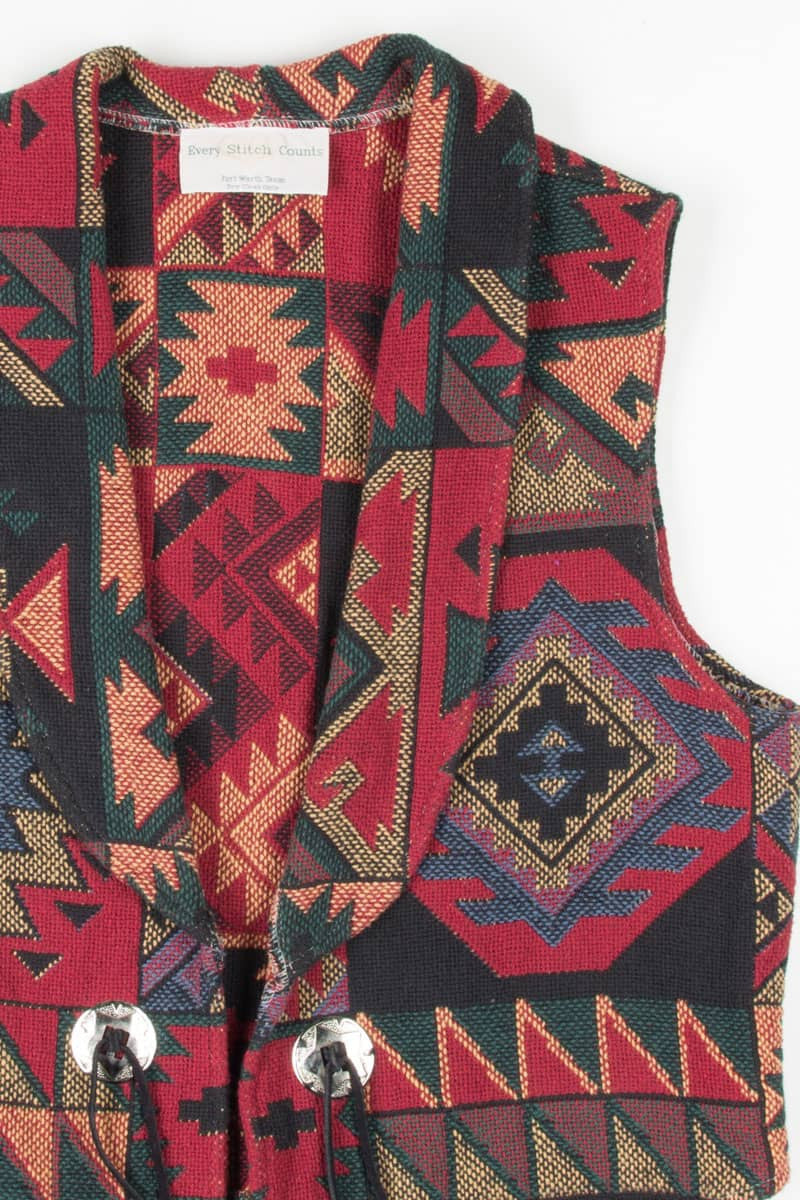 Burgundy Woven Blanket Vest