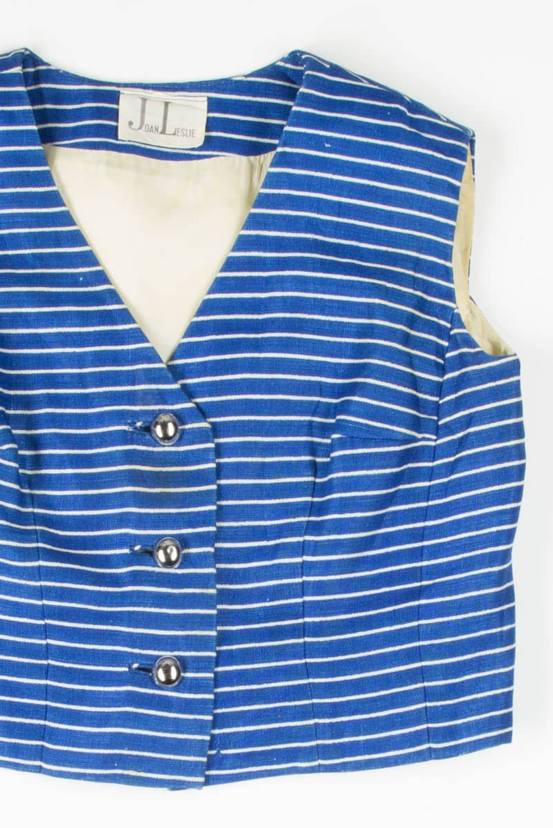 Blue Striped Crop Vest