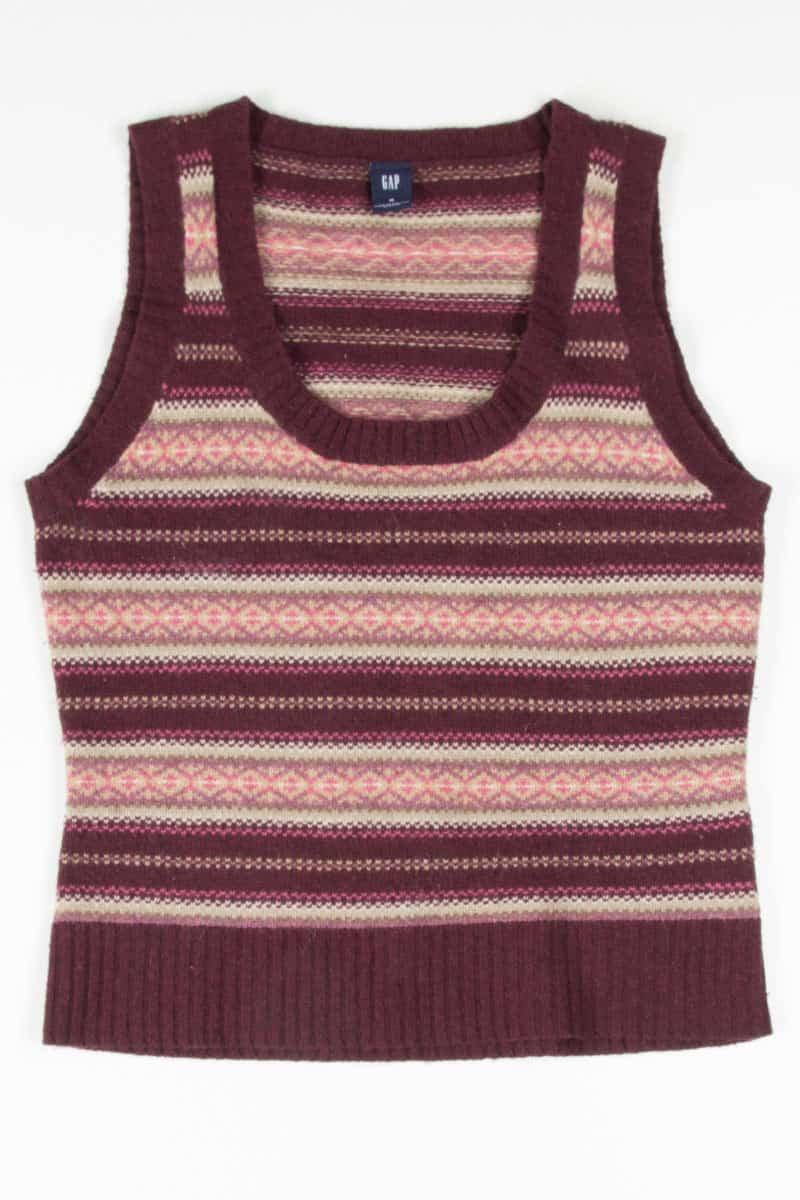 Burgundy Striped Sweater Vest