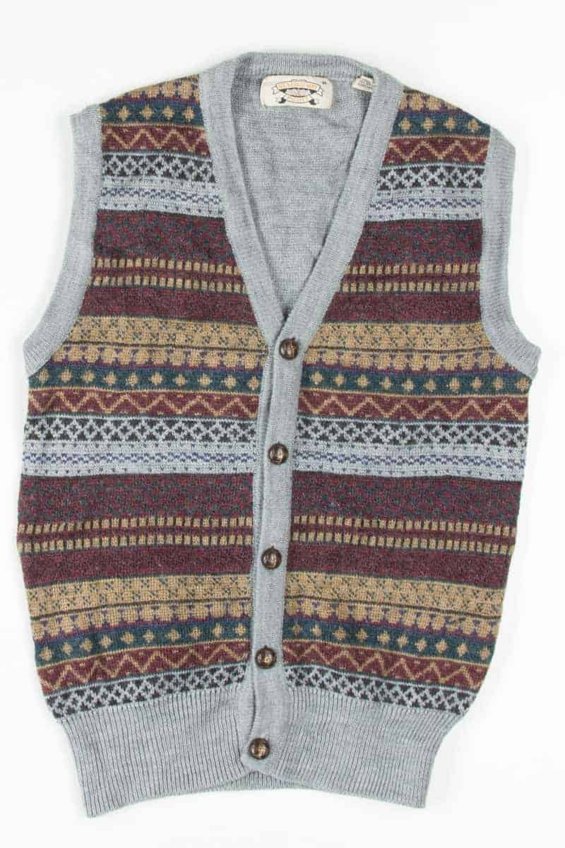 Grey Striped Sweater Vest