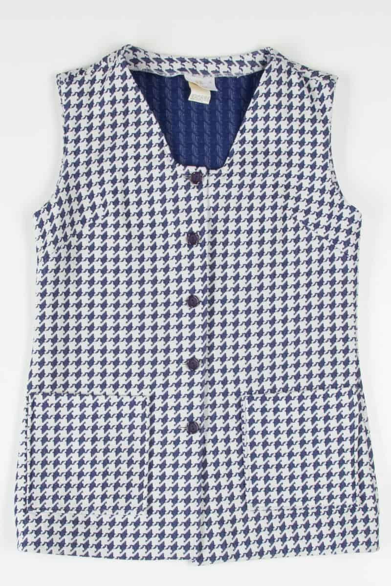 Houndstooth Button Front Vest