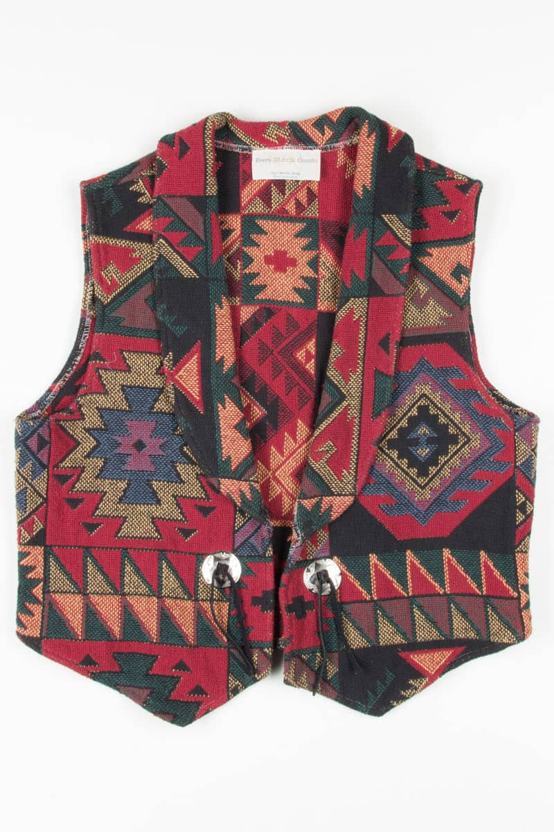 Burgundy Woven Blanket Vest