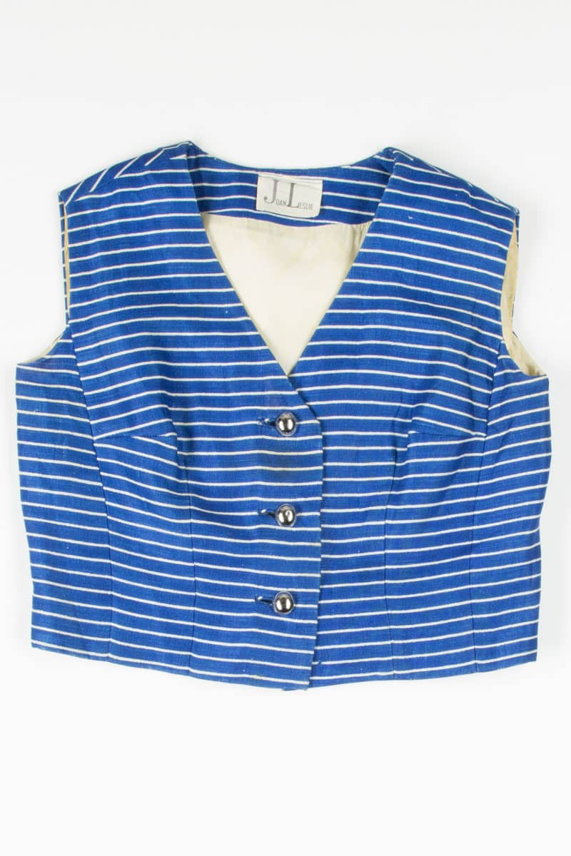 Blue Striped Crop Vest