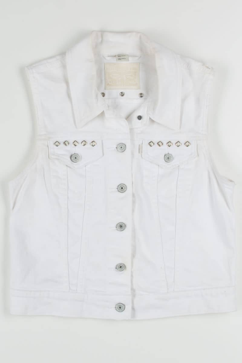 Levi White Studded Denim Vest