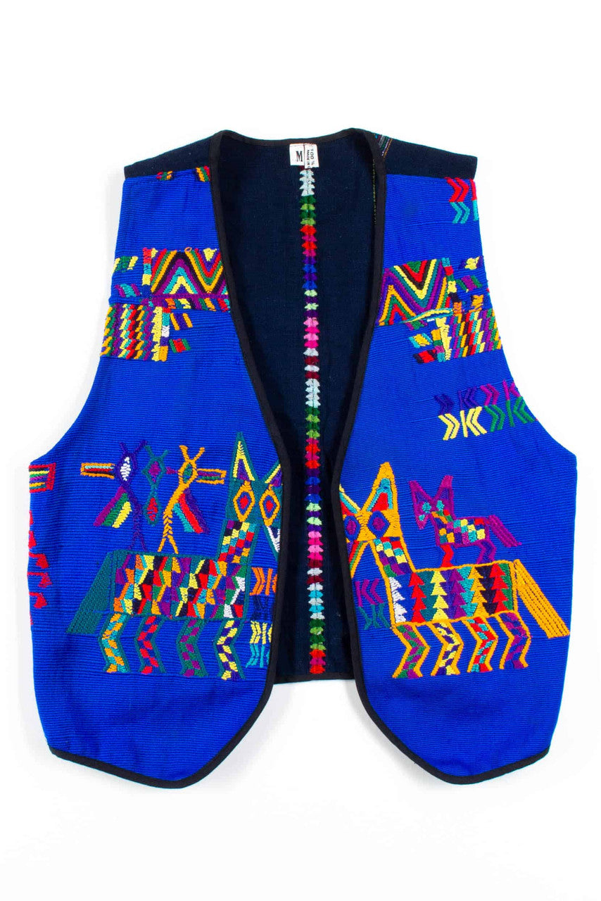 Blue Embroidered Vest
