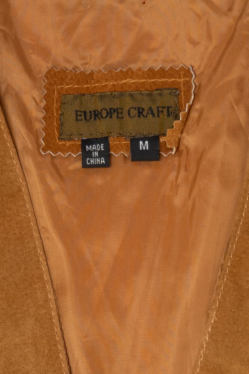 Vintage Tan Europe Craft Suede Leather Vest (1990s)