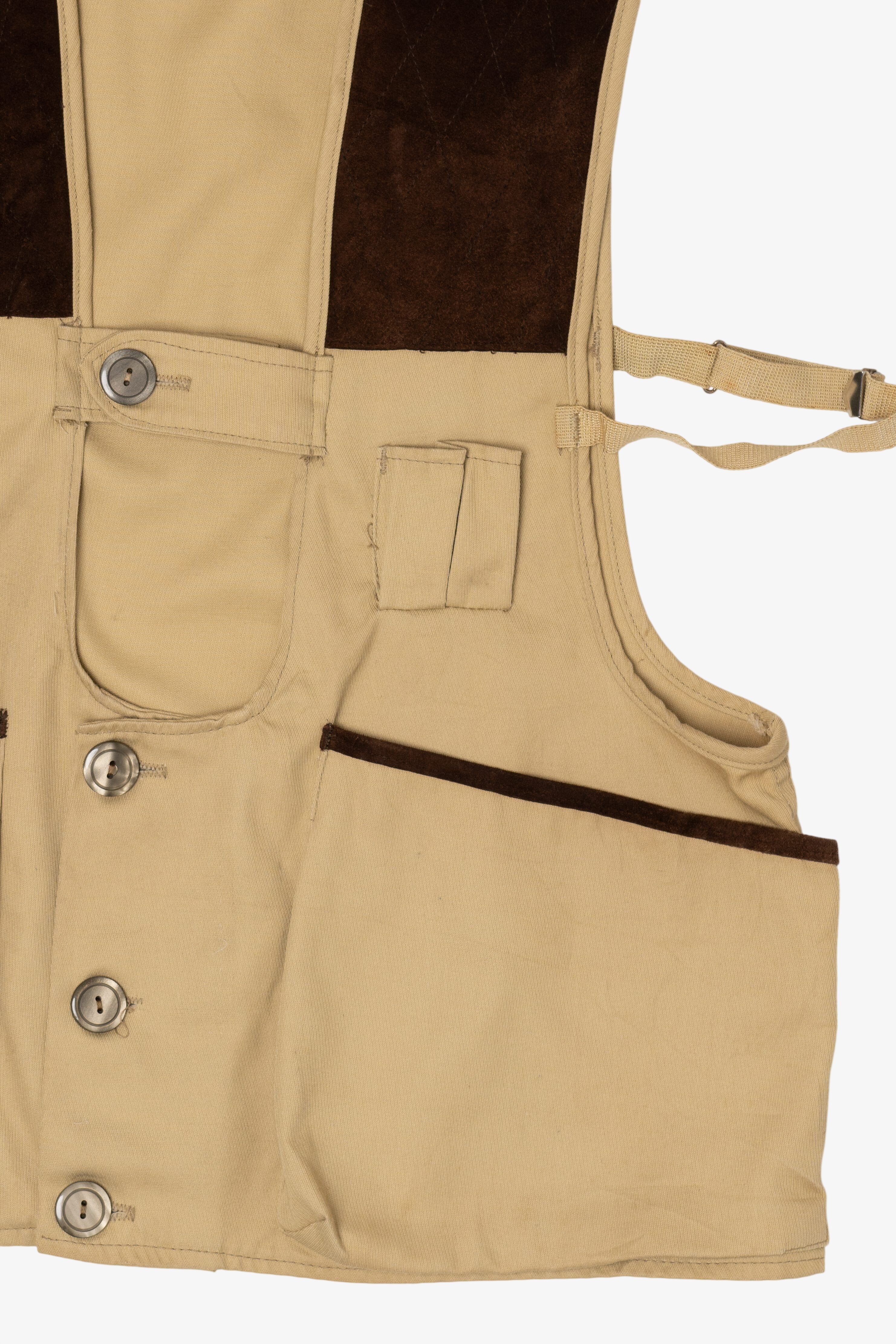 Vintage Black Sheep Suede Leather Hunting Vest (1970s)