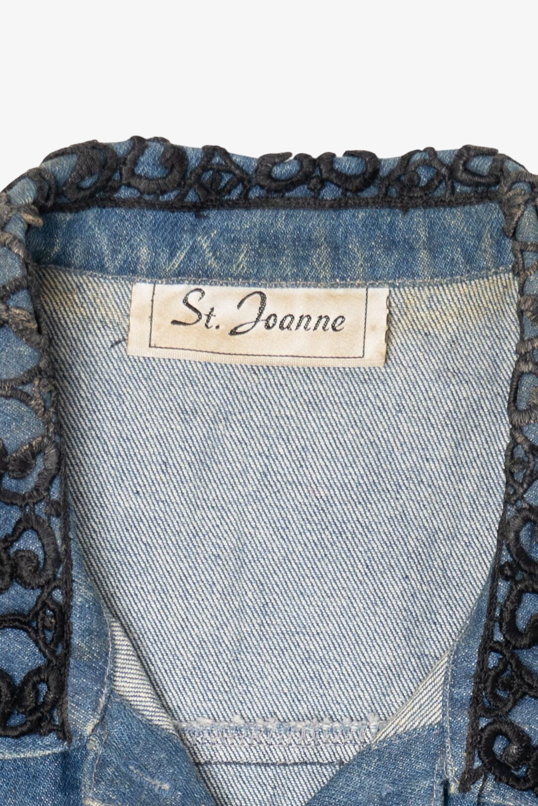 Vintage Y2k St. Joanna Black Lace Trimmed Denim Vest (2000s)