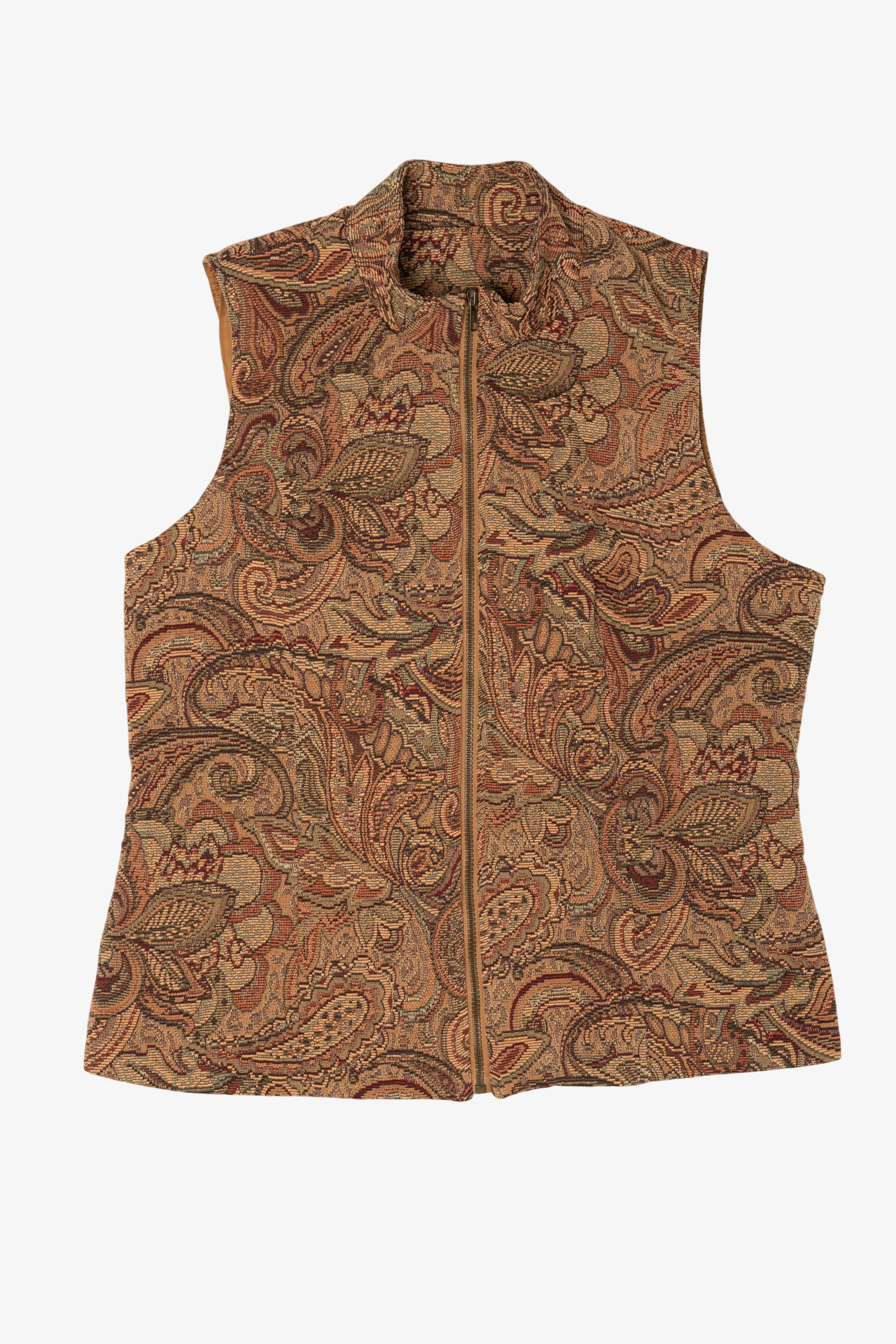 Vintage Brown Paisley Tapestry Vest (1990s)