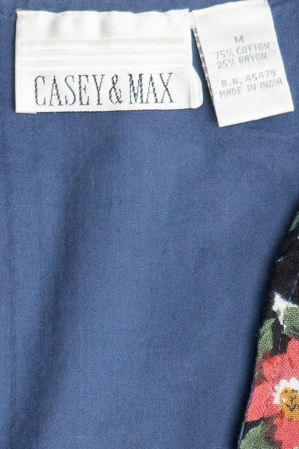 Vintage Casey & Max Cotton Velour Plaid & Floral Patchwork Vest (1990s)