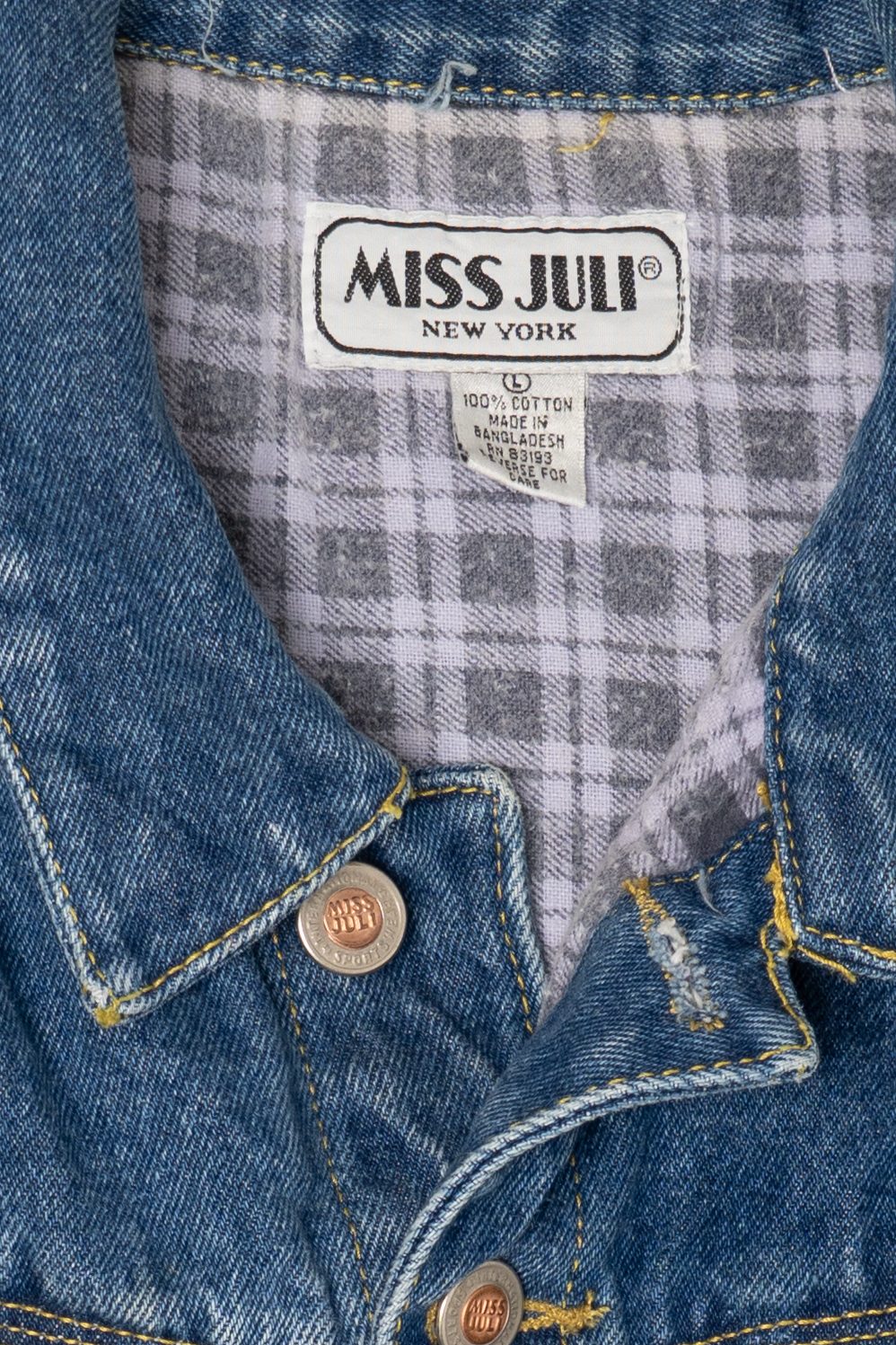 Vintage Miss Juli New York Plaid Lined Denim Vest (1990s)