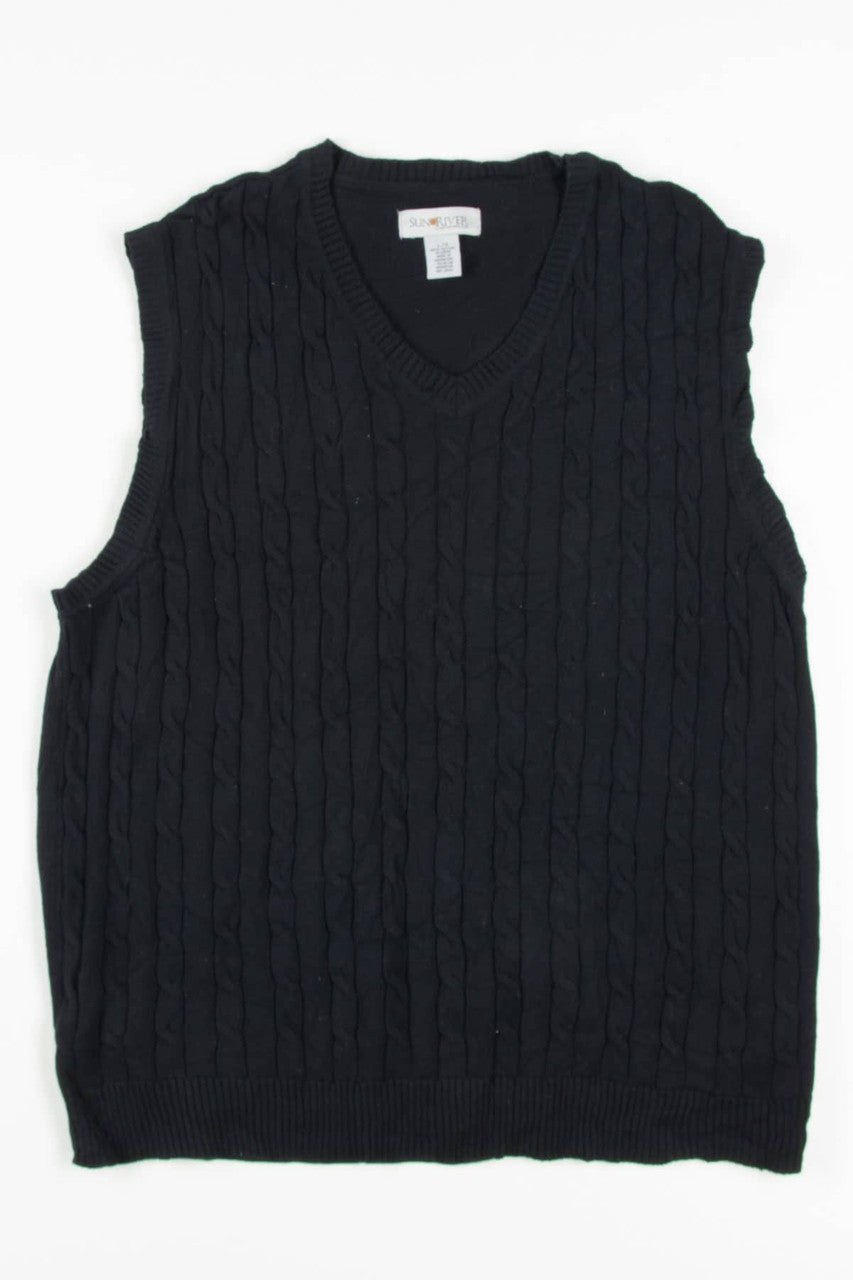 Black Cable Knit Sweater Vest 228