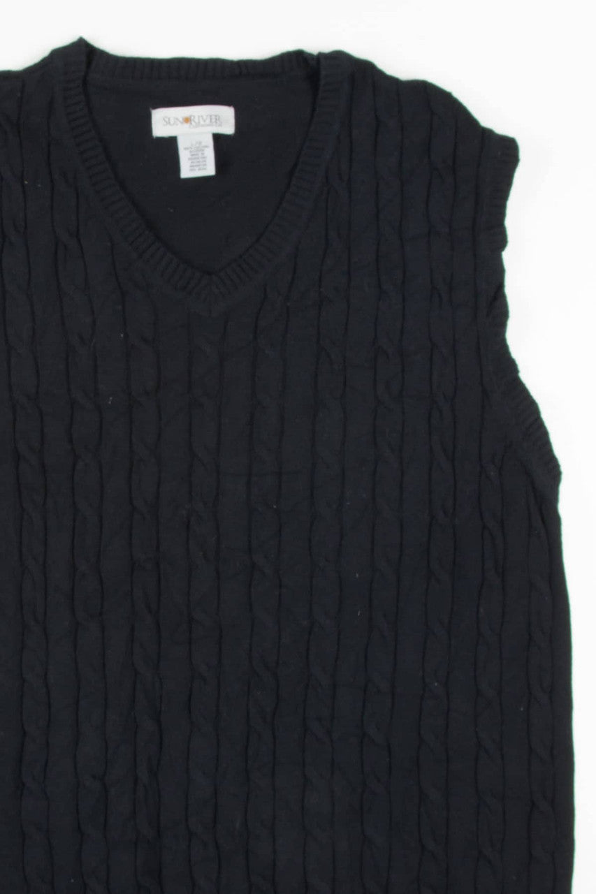 Black Cable Knit Sweater Vest 228