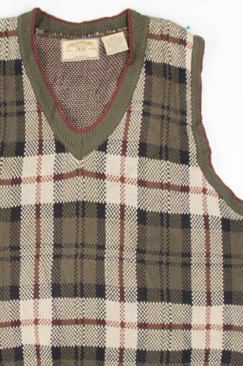 Olive Plaid New River Sweater Vest 260