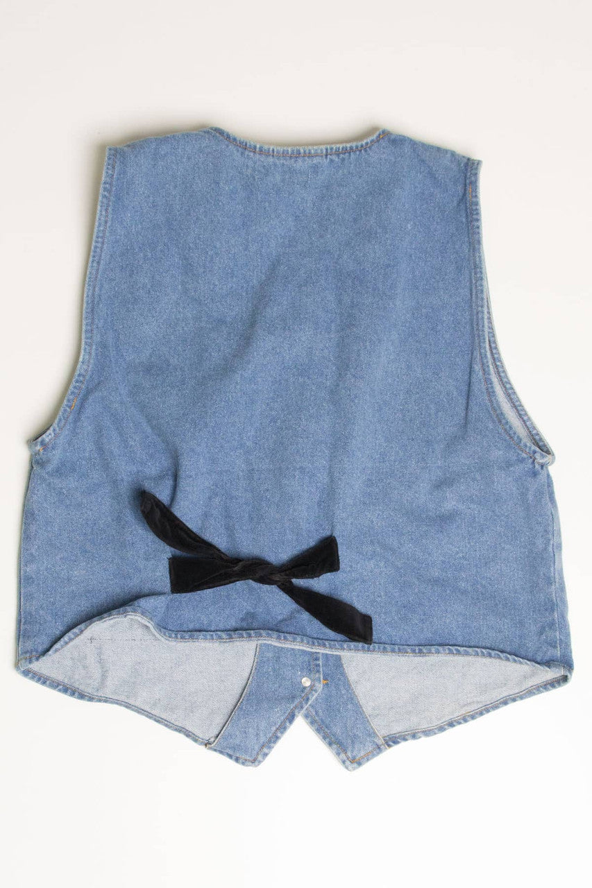 Vintage Velvet Accent Denim Vest 276