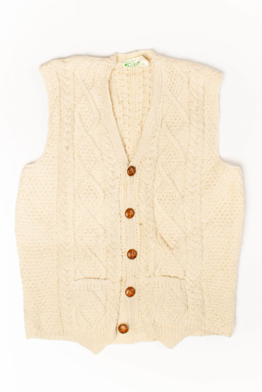 Vintage Irish Fisherman Button Up Sweater Vest