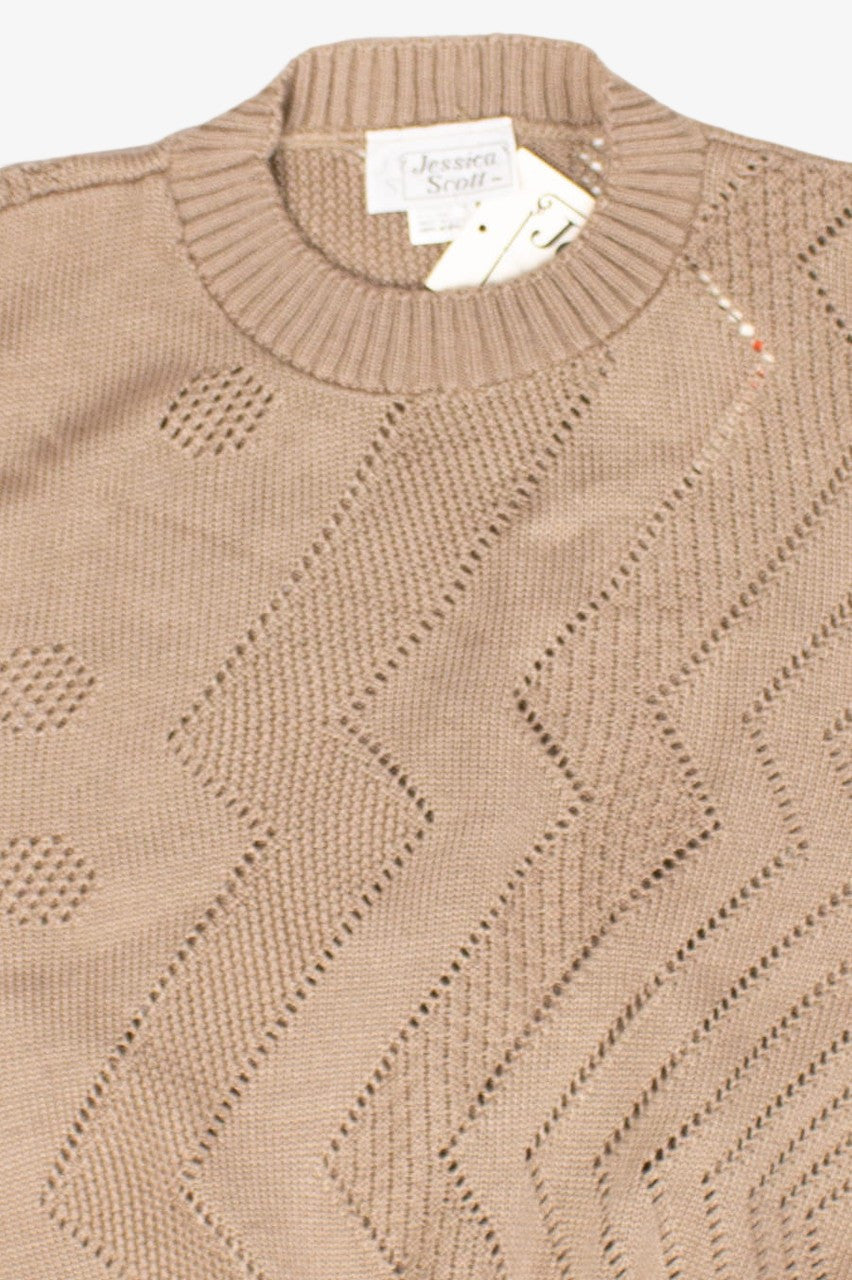 Vintage Tan Mesh Pattern Sweater Vest