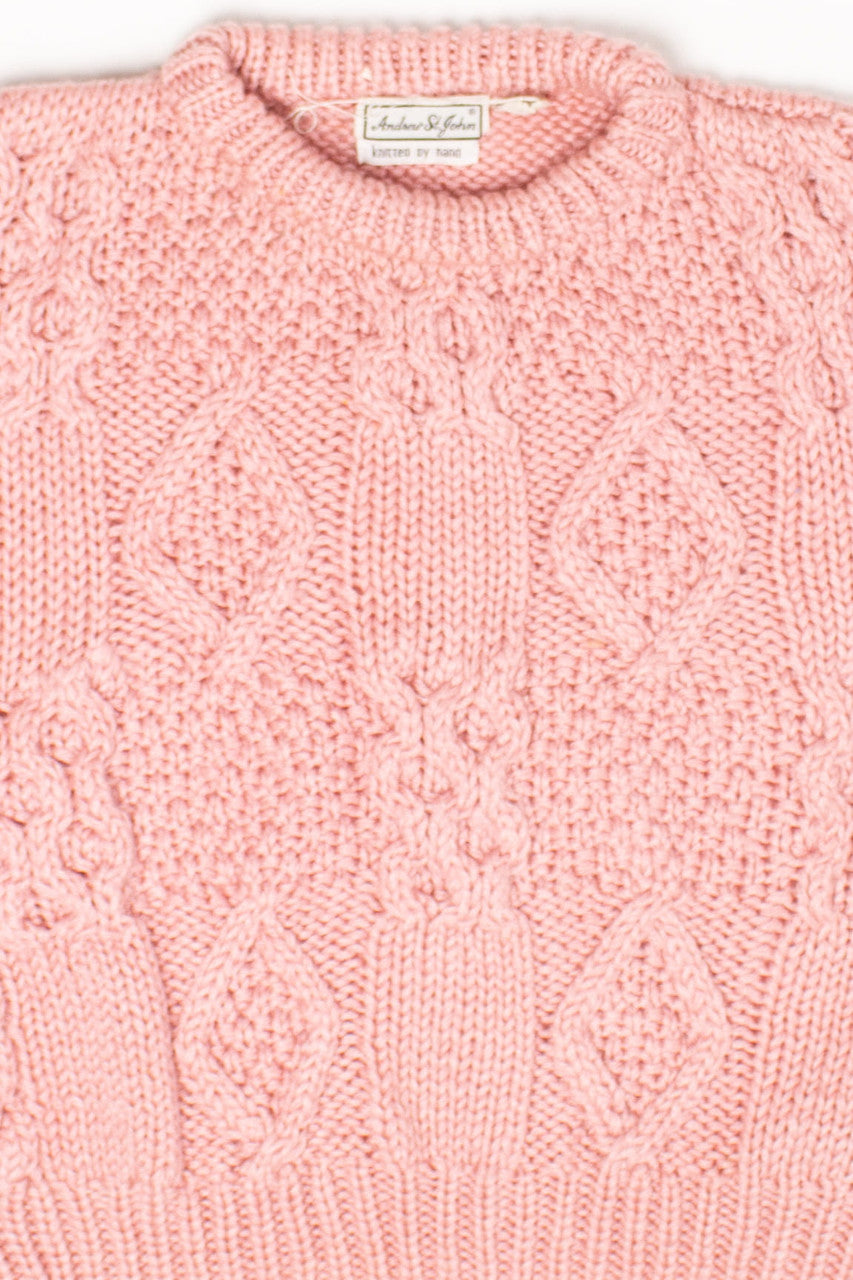Vintage Pink Hand Knit Sweater Vest