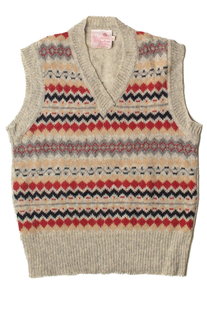 Vintage Wool Zig Zag Pattern Evan Picone Vest