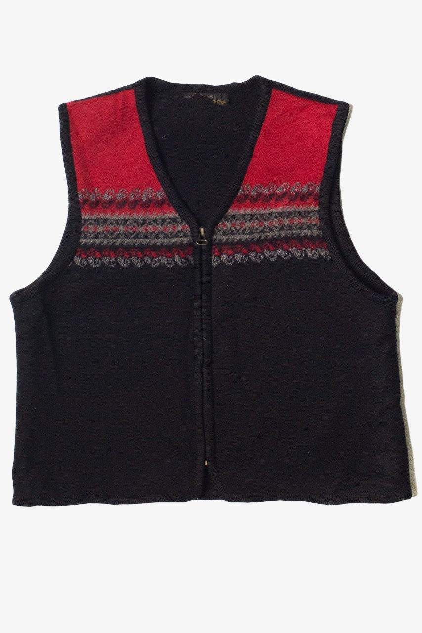 Vintage Border Print Zip Up Vest