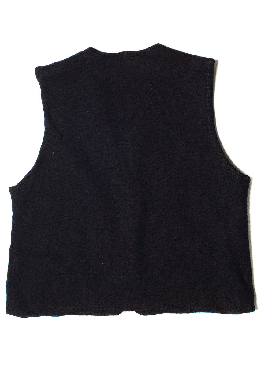 Vintage Border Print Zip Up Vest