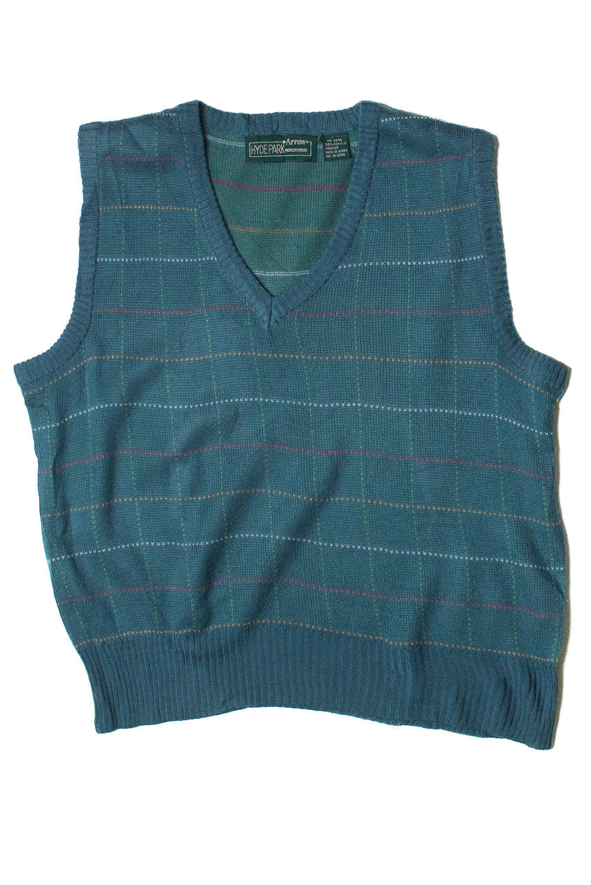 Vintage Grid Pattern Knit Sweater Vest