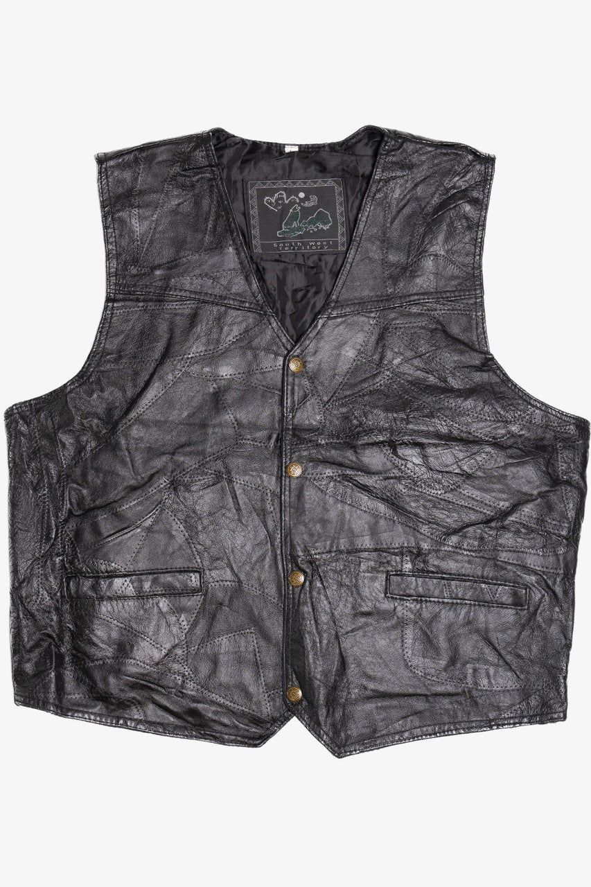 Vintage Patchwork South West Territory Leather Vest (1990s)
