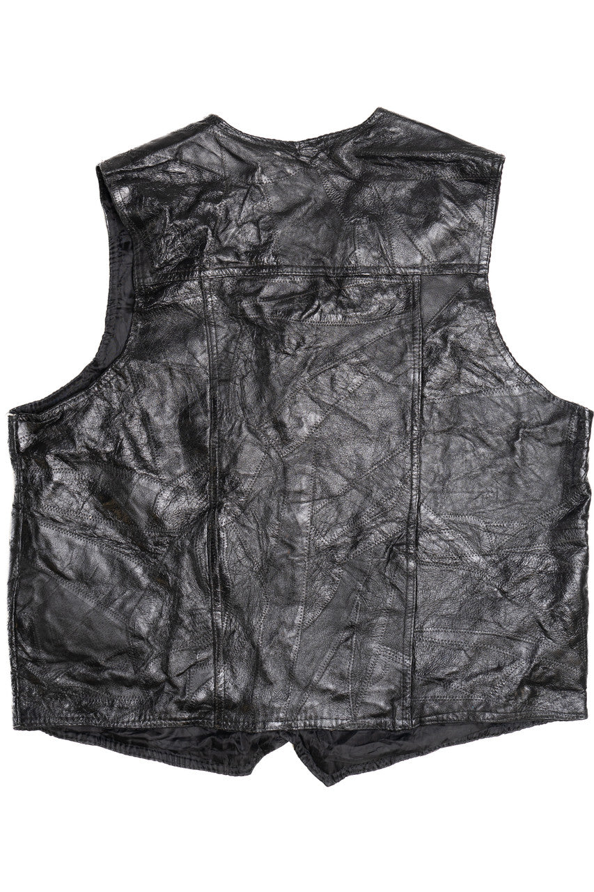 Vintage Navarre Leather Company Stitched Patchwork Leather Vest (1990s) 683