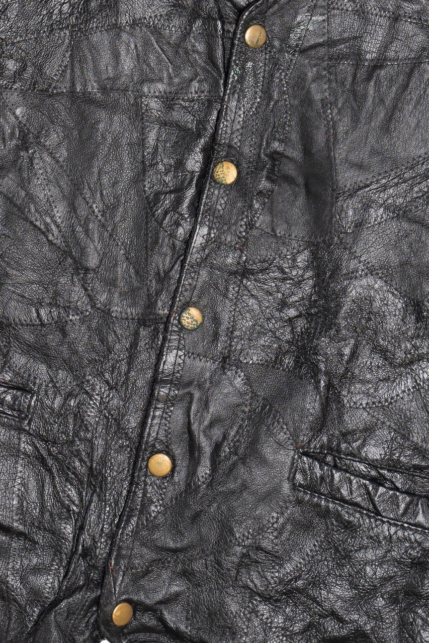 Vintage Navarre Leather Company Stitched Patchwork Leather Vest (1990s) 683