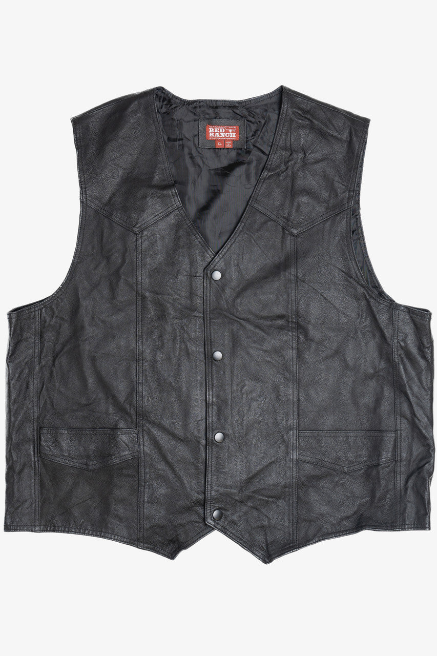 Vintage Red Ranch Leather Vest (1990s)