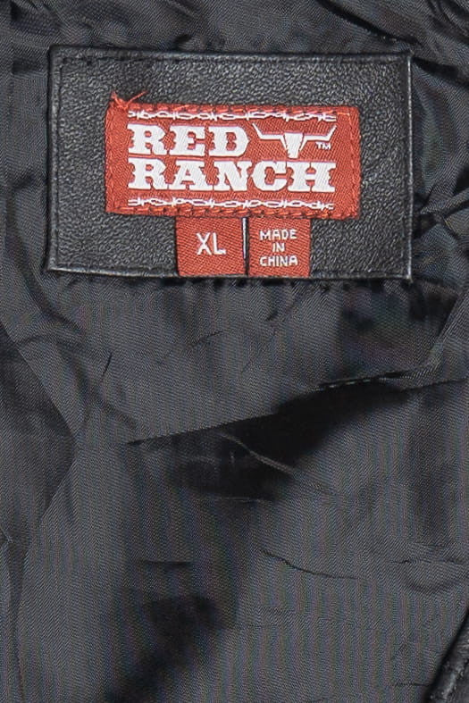 Vintage Red Ranch Leather Vest (1990s)