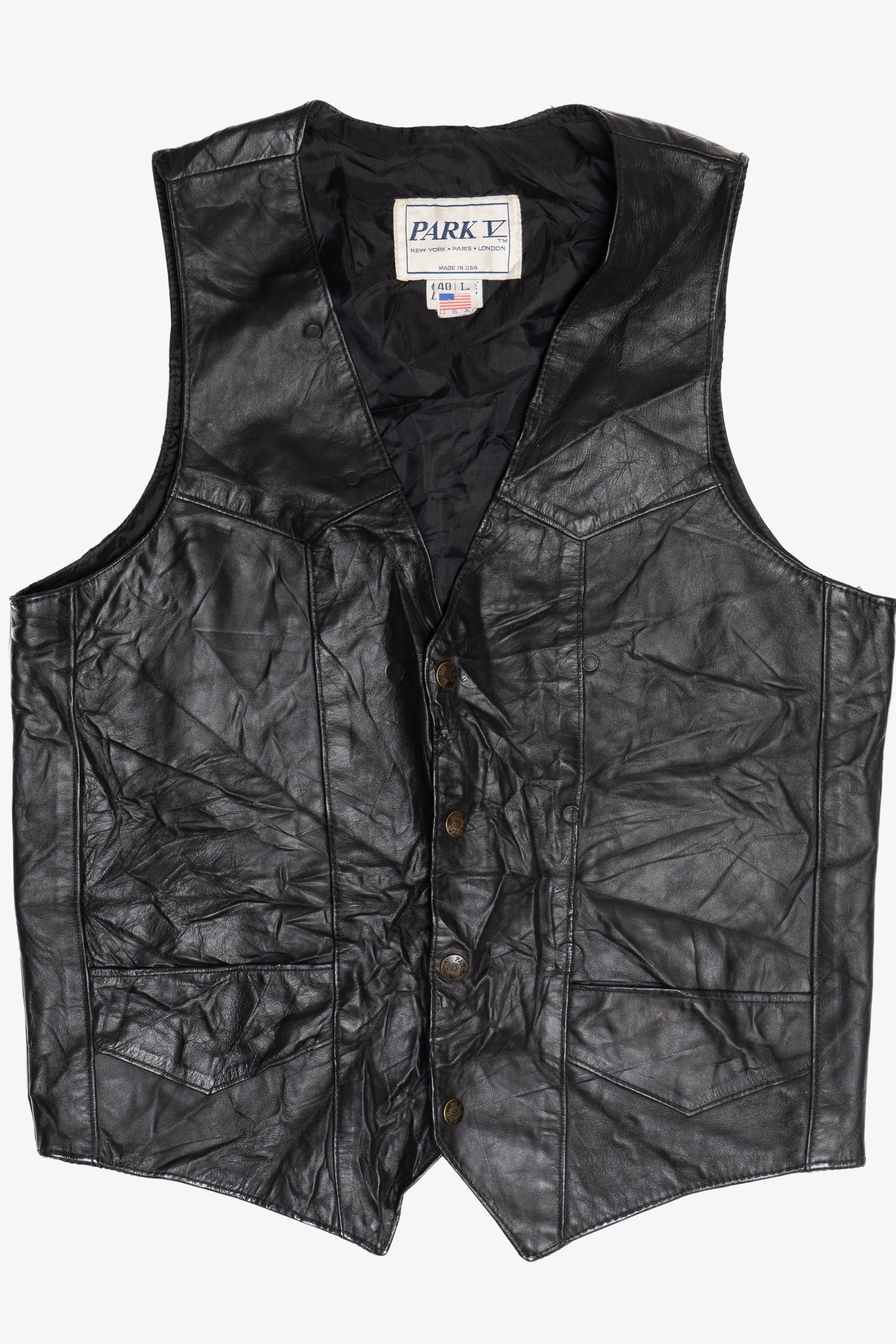 Vintage Park V Leather Vest (1990s)