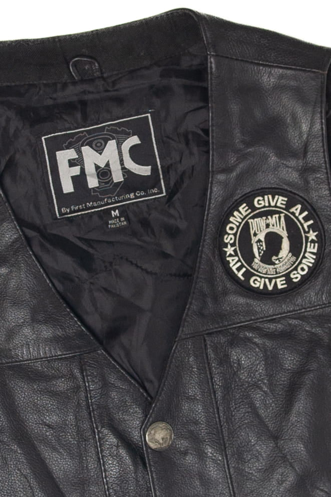 Vintage FMC POW/MIA Side Lace Tied Leather Vest (1990s)