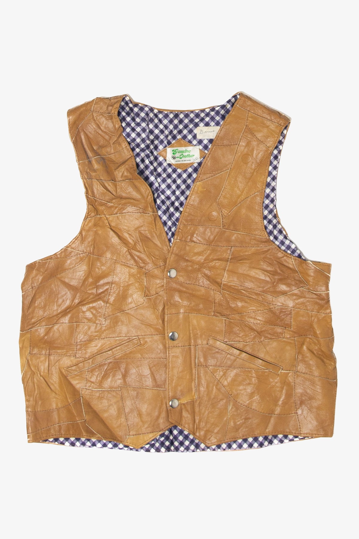 Vintage Patchwork Genuine Leather Vest (1970s)