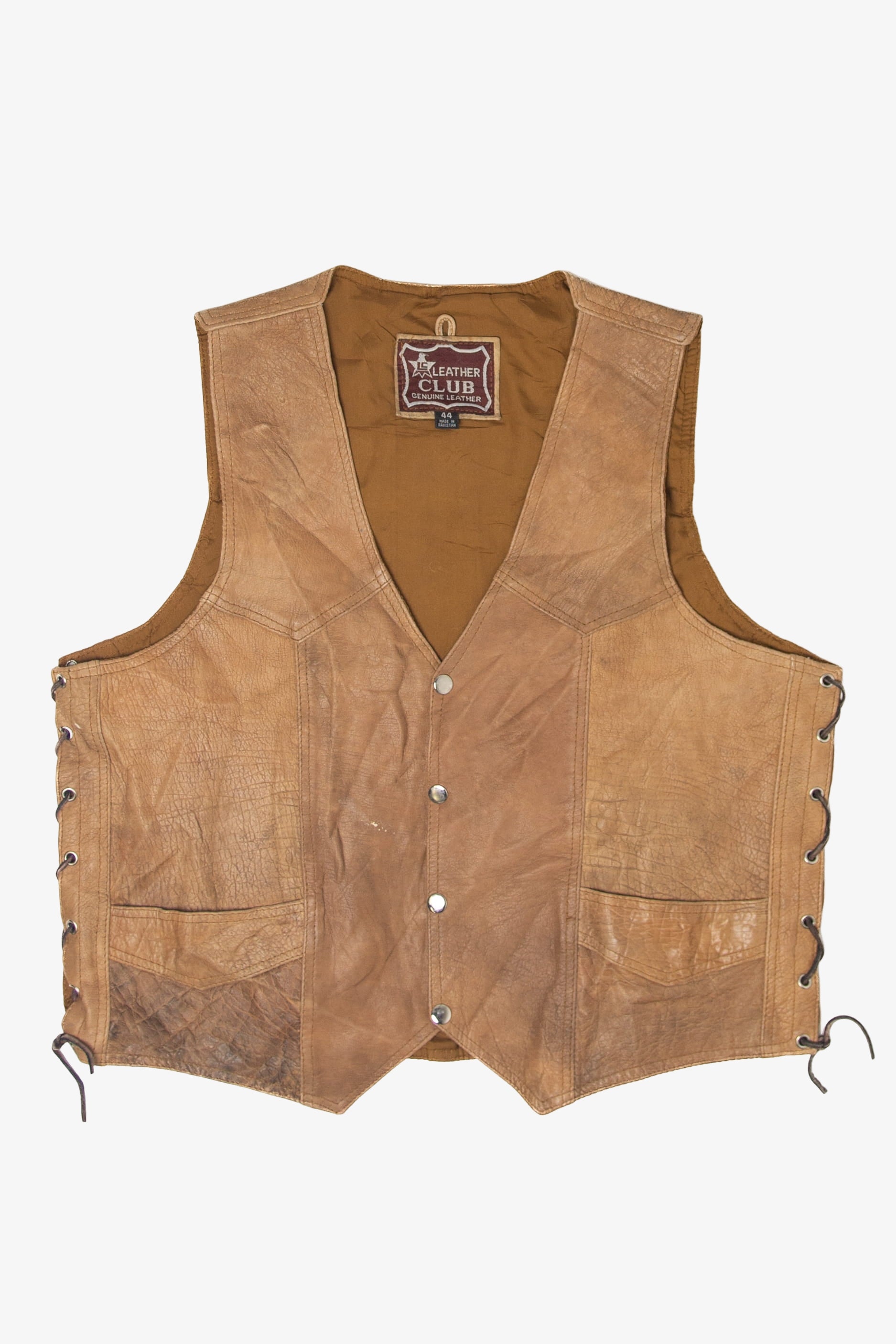 Vintage Leather Club Lace Tied Leather Vest (1980s)